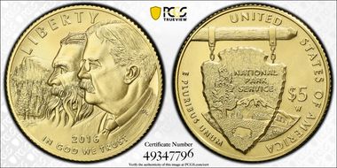 2016-W $5 100th Anniv. Nat'l Parks MS70