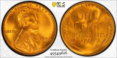 1950-S 1C MS67+ RD