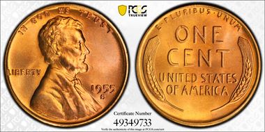 1955-S 1C MS67+ RD