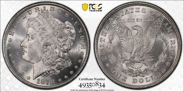 1878 8TF $1 VAM 17, Diagonal in 8 MS65+