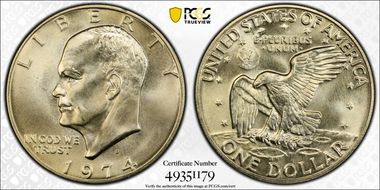 1974-S $1 Silver MS67