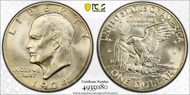 1974-S $1 Silver MS67