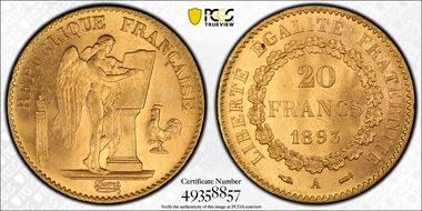 1893-A 20 Fr Gad-1063 F-533 MS66