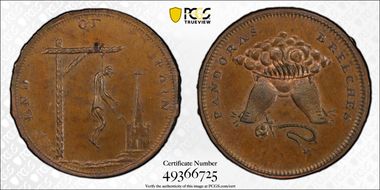 (c.1790) Tk 1/4D DH-1110 Middlesex, End of Pain MS64BN