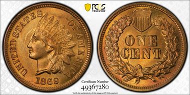 1869 1C MS65RD