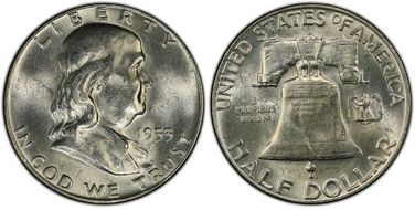 1953-D 50C Obv Die Clash, FS-402 MS62