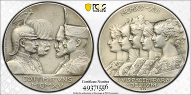 1916 Medal  Zetzmann-3048b Matte Ag 34mm SP58