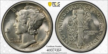 1916 10C Mercury MS63FB