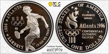 1996-P $1 Tennis PR68DCAM