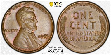 1955 1C Doubled Die Obverse MS62BN