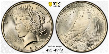 1922 $1 VAM 12A, Moustache MS65