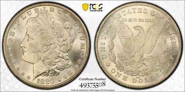 1880-CC $1 8/7 Reverse of 1878 MS64