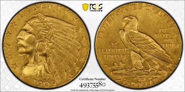 1909 $2.50 MS62
