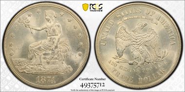 1874 T$1 MS63