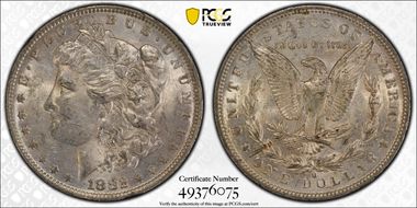 1882-O/S $1 VAM 4, O/S Recessed AU58