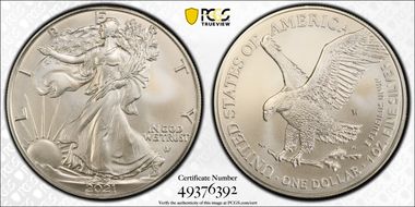 2021-W $1 Burnished Silver Eagle-Type 2 SP70