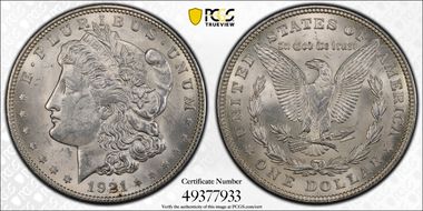 1921 $1 Morgan MS62