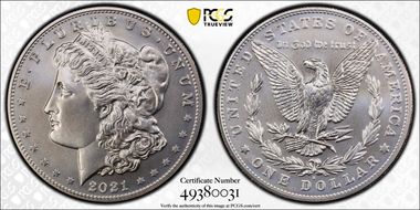 2021-S $1 Morgan Dollar 100th Anniversary MS70