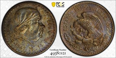 1947-Mo Peso KM-456  Ag N1
