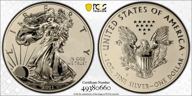 2011-P $1 Silver Eagle Rev PR 25th Anniversary Set First Strike PR70