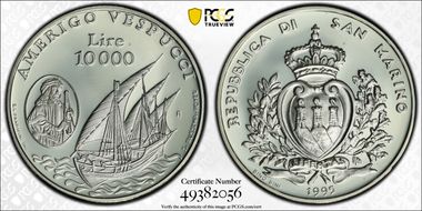 1995-R 10000 L Amerigo Vespucci PR65DCAM