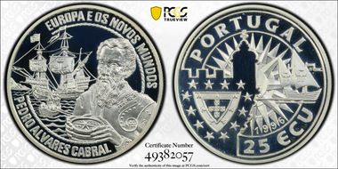 1996 25 Ecu X#53 Pedro Alvares Cabral PR69DCAM