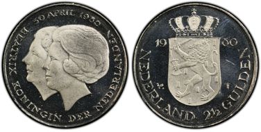 1980 2 1/2 G Inauguration of New Queen Nickel PL67