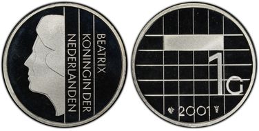 2001 Gulden KM-205a  Ag PL69