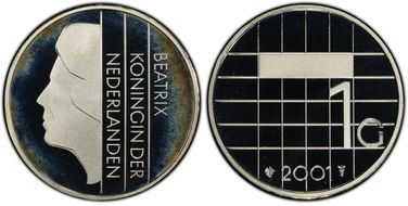 2001 Gulden KM-205a  Ag PL67