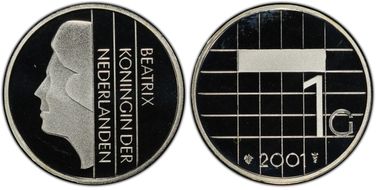 2001 Gulden KM-205a  Ag PL68