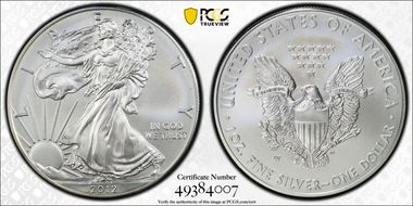 2012-W $1 Burnished Silver Eagle SP69