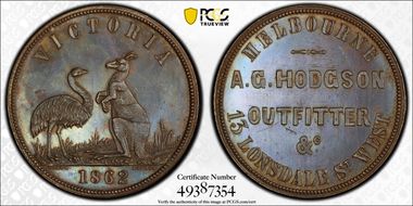 1862 Tk 1D KM-Tn112 A.G. Hodgson Melbourne, Victoria MS62BN