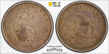 1839 50C No Drapery AU50