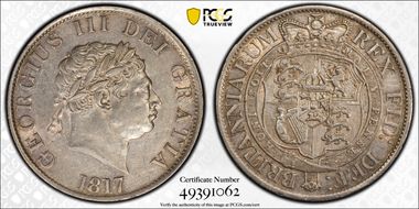 1817 1/2 Cr S-3789 Small Head AU55