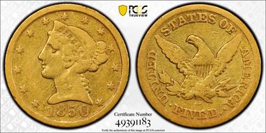 1850-D $5 F12