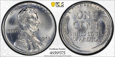 1943-S 1C MS66