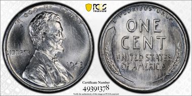 1943-S 1C MS64