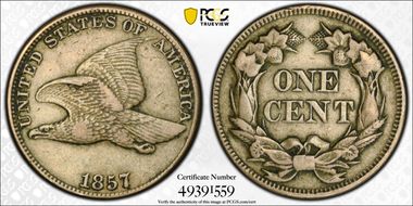 1857 1C Flying Eagle VF35