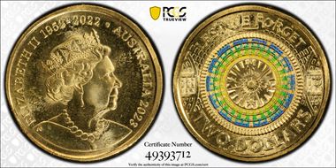 2023 $2 35th Ann $2 Coin Set Colorized Lest We Forget-Memorial Dome MS67