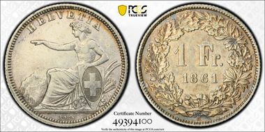 1861 B 1 Fr AU50