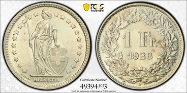 1928 B 1 Fr KM-24 Ag MS63
