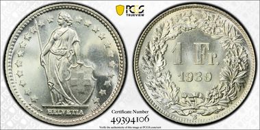 1939 B 1 Fr KM-24 Ag MS66