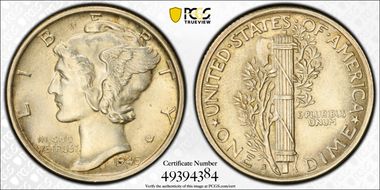 1945-S 10C Micro S AU58