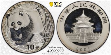 2001 10 Yn Panda Silver PAN-347A MS68