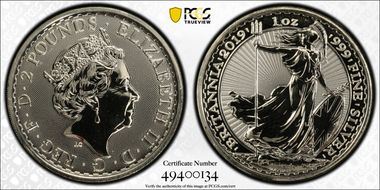 2019 £2 Britannia Radial Sunburst MS69