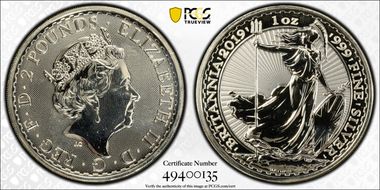 2019 £2 Britannia Radial Sunburst MS67