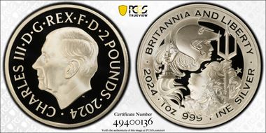 2024 £2 Britannia & Liberty 1oz Ag PR70DCAM