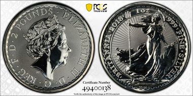 2018 £2 S-BSF15E Britannia  Edge Privy Mark-Dog MS68