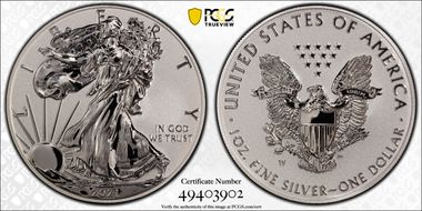 2021-W $1 Silver Eagle Rev PR - Type 1 Designer Edition PR69