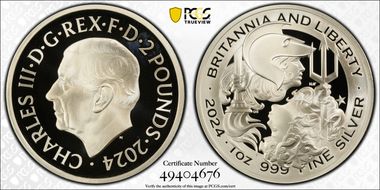 2024 £2 Britannia & Liberty 1oz Ag First Strike PR69DCAM